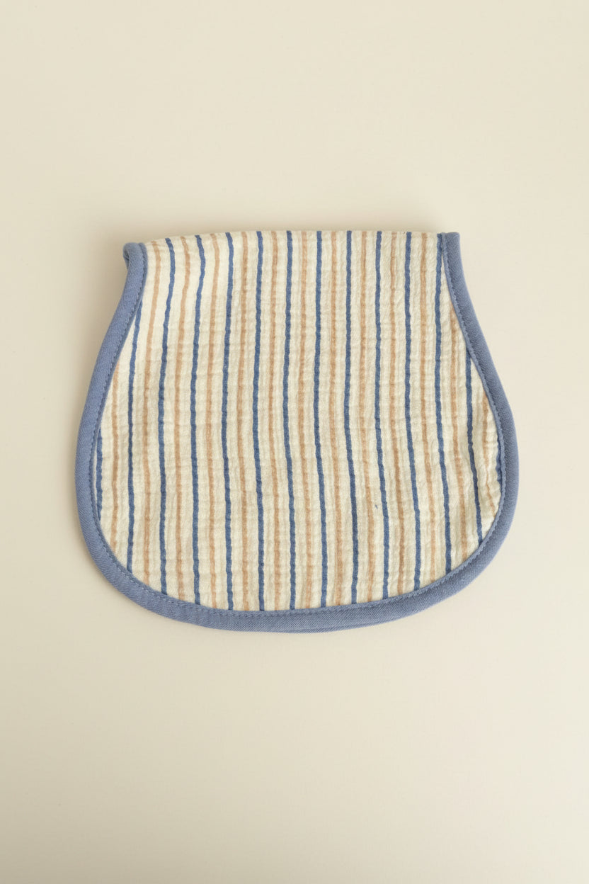 Striped burp cloth with blue border 