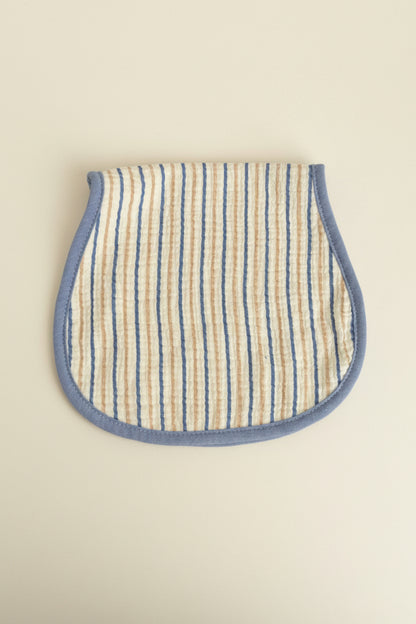 Striped burp cloth with blue border 