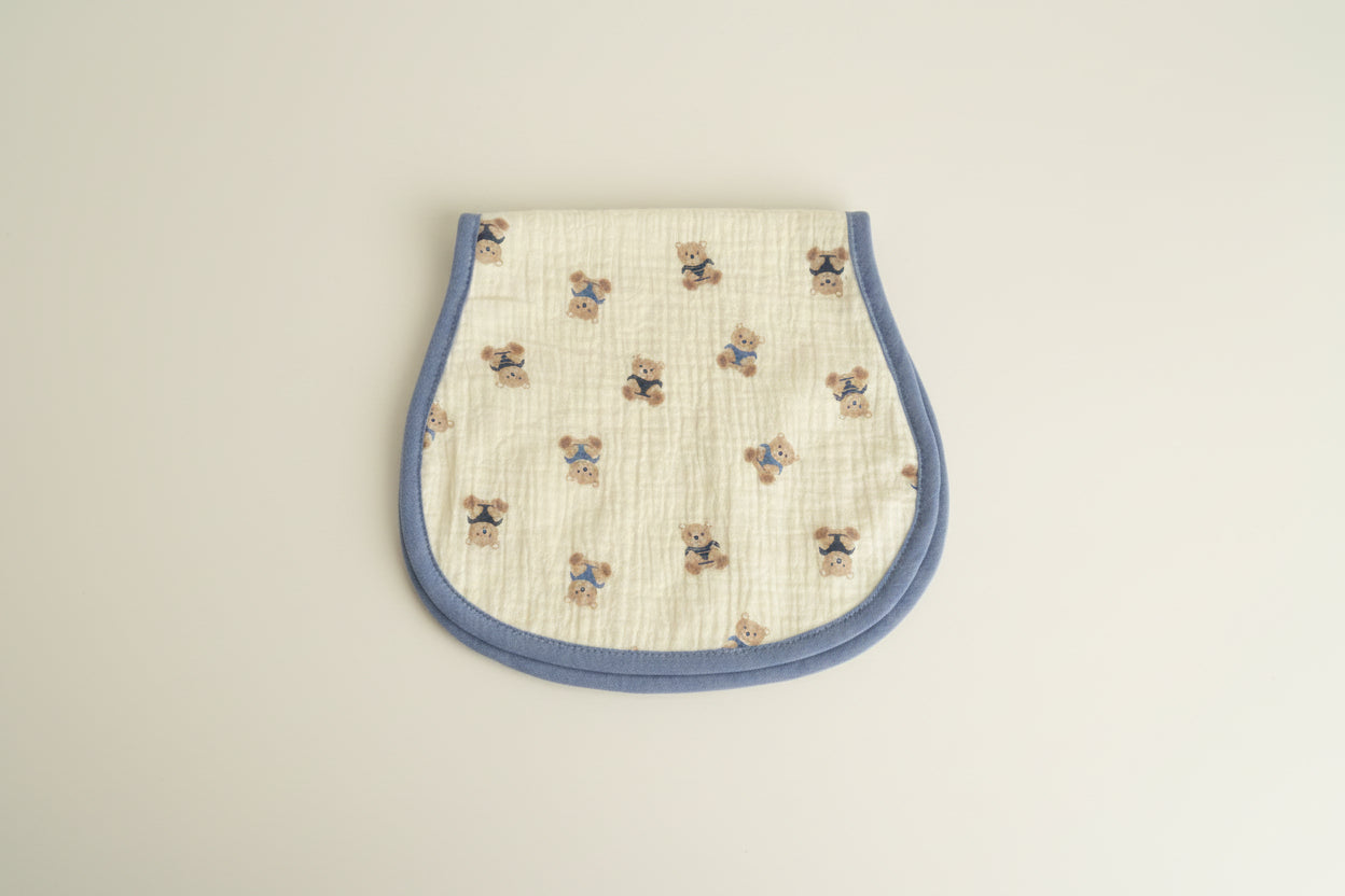 Baby burp cloth with teddy bear pattern