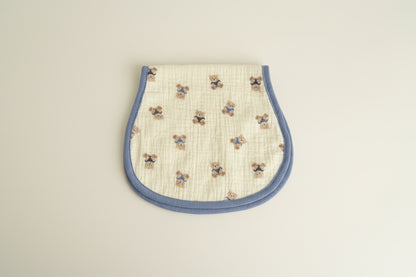 Baby burp cloth with teddy bear pattern