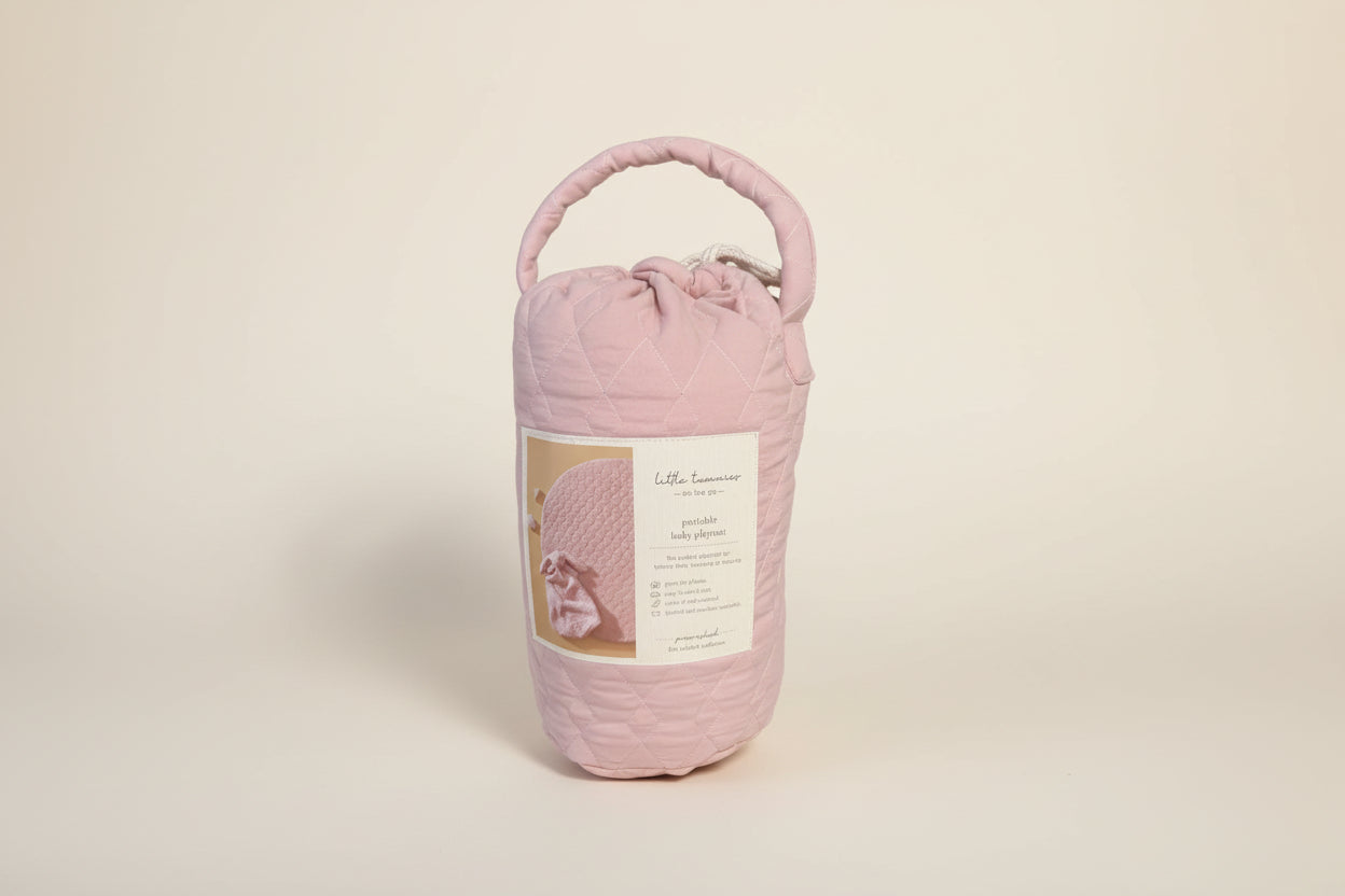 Quilted pink portable baby play mat bag