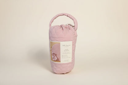 Quilted pink portable baby play mat bag