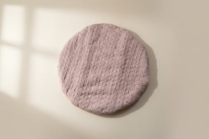 Round pink quilted baby play mat